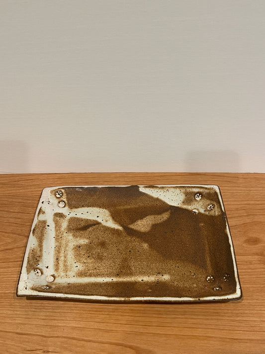 Nora Zamichow - Large plate - Rectrangle Brown w/Stamp