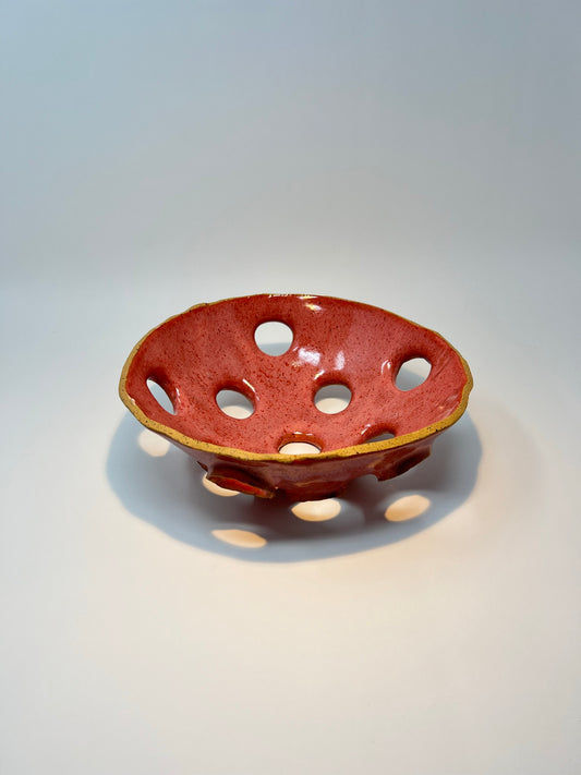 Studio LQ - Large bowl with hand-pinched circle cutouts